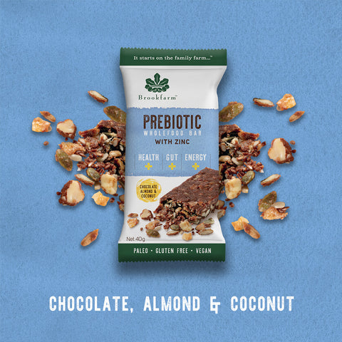 Brookfarm Chocolate Almond & Coconut Prebiotic Bar 12X40g