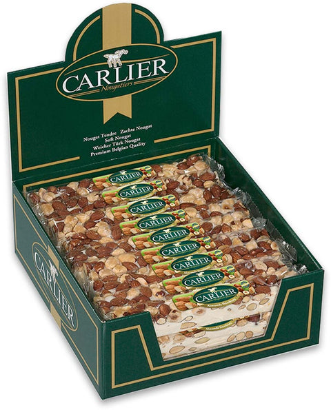 Carlier 24x100g Nougat Bars Soft Vanilla/Almonds/Hazelnuts