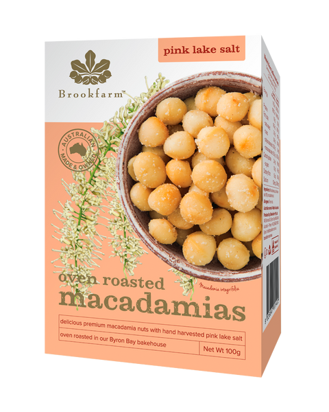 Brookfarm Roasted Pink Salted Macadamia Nuts 100g-Box 12
