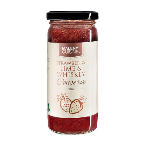 Maleny Cuisine Strawberry Lime & Whiskey Conserve 320g-Box of 6