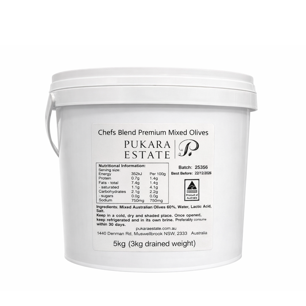 Pukara Estate Chefs Blend Premium Mixed Australian Olives 5ltr