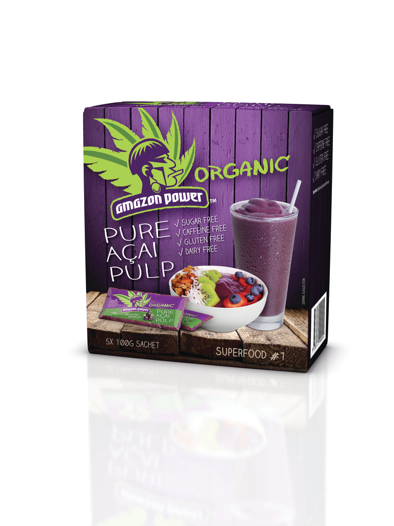 Amazon Power Pure Acai Pulp Retail Box 5 X100G Satchet (500g)-Box12