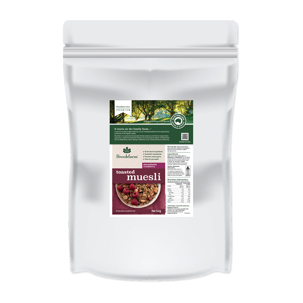 Brookfarm Cranberry & Macadamia Toasted Muesli 5kg Food Service Bag
