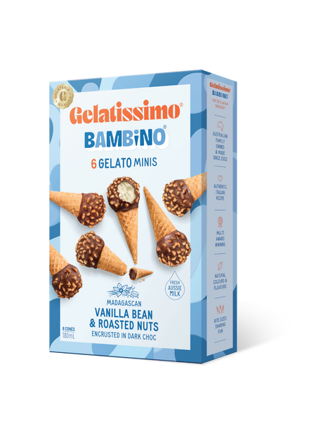 Gelatissimo Bambino 6 Gelato Minis - Madagascan Vanilla Bean & Roasted Nuts 180mL x 10 in box