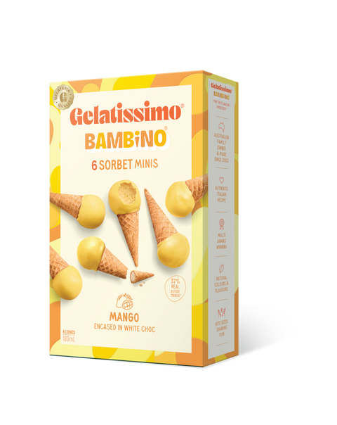 Gelatissimo Bambino 6 Sorbet Minis - Mango 180mL x 10 in box