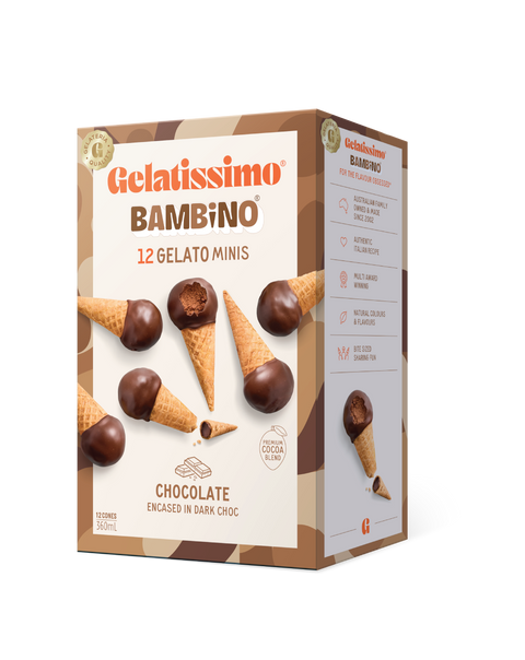 Gelatissimo Bambino 12 Gelato Minis - Chocolate 360mL x 8 in box