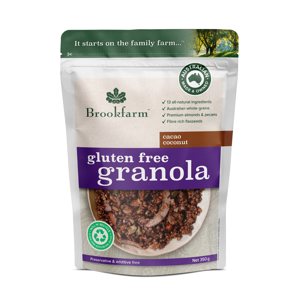 Brookfarm Cacao & Coconut Granola Gluten Free 350g-Box 6