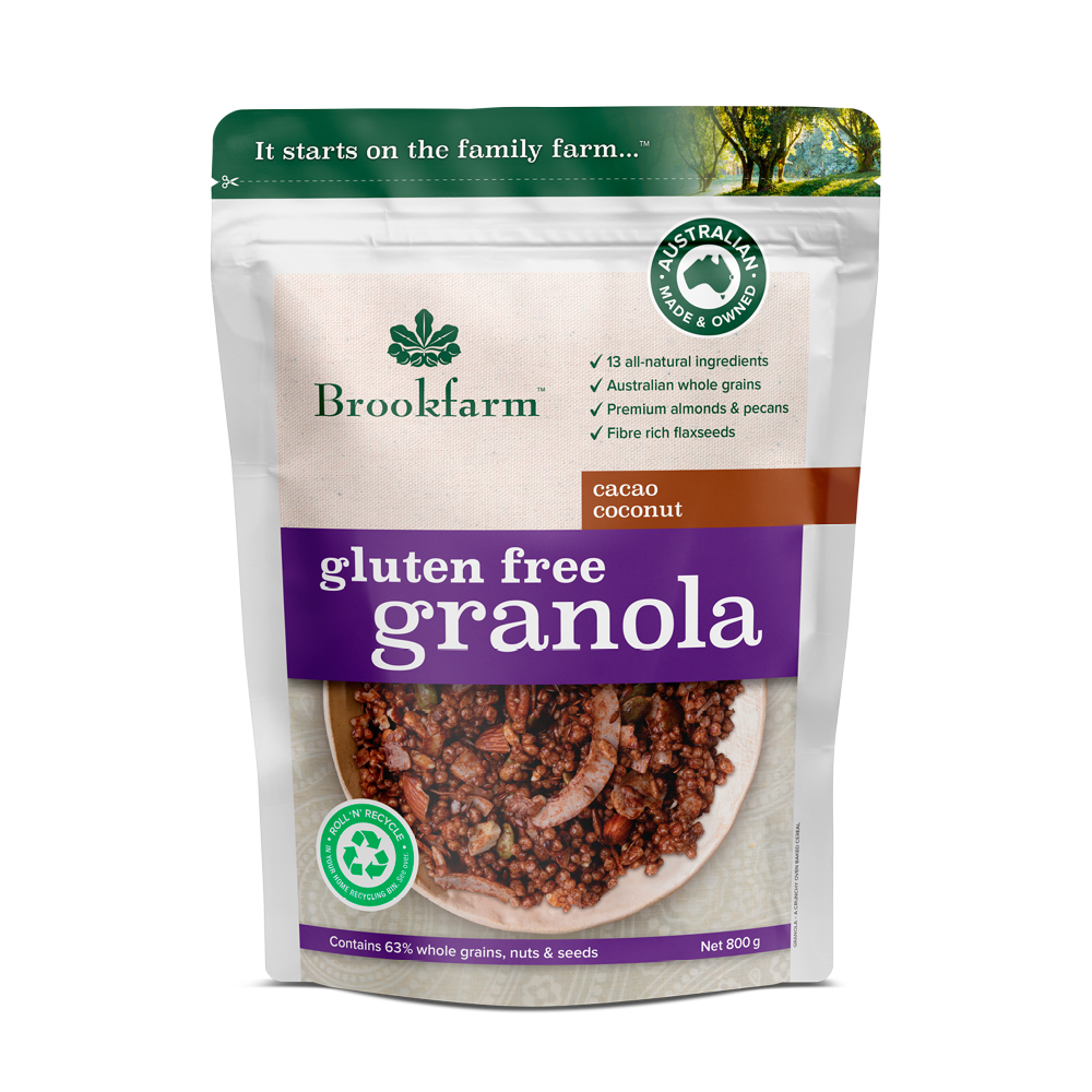 Brookfarm Cacao & Coconut Granola Gluten Free 800g-Box 6