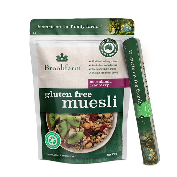 Brookfarm Cranberry & Macadamia Muesli Gluten Free 350g-Box 6