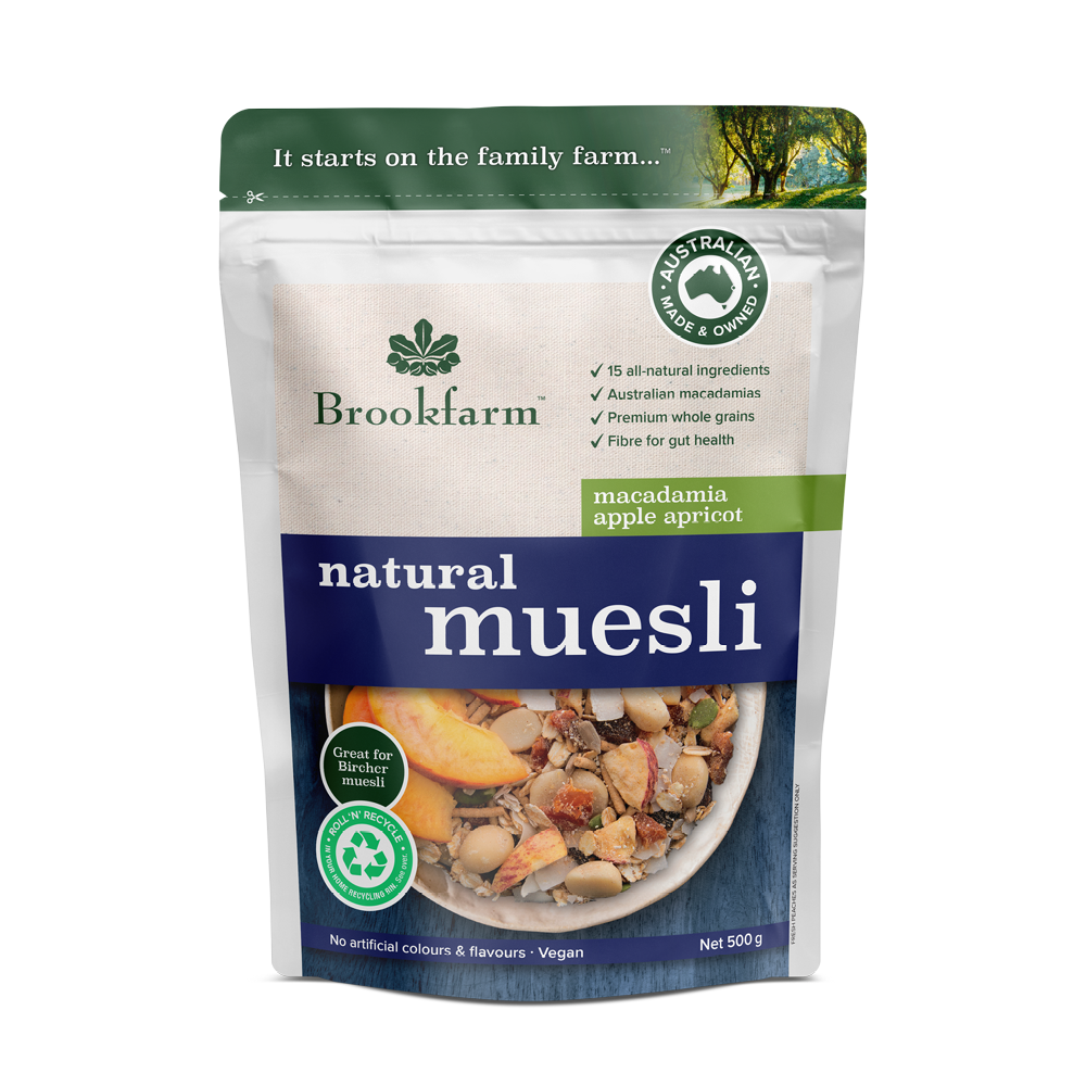 Brookfarm Natural Apricot & Apple Muesli 500g-Box 6