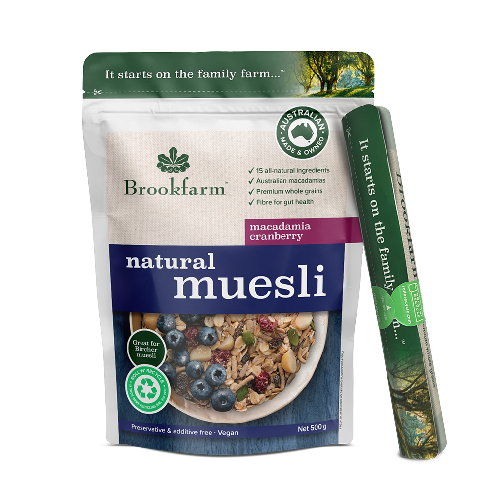Brookfarm Natural Cranberry & Macadamia Muesli 500g-Box 6