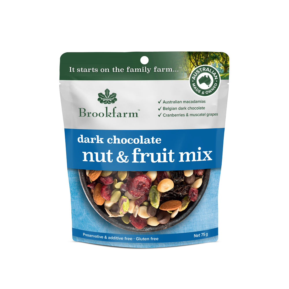 Brookfarm Dark Chocolate Nut & Fruit Mix 75g -Box 12