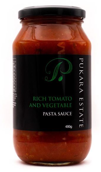 Pukara Estate Rich Tomato and Vegetable Pasta Sauce 480g-Box 12