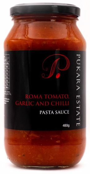 Pukara Estate Roma Tomato, Garlic and Chilli Pasta Sauce 480g-Box 12
