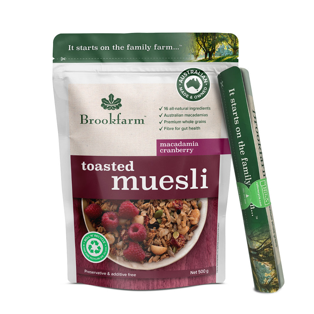 Brookfarm Cranberry & Macadamia Toasted Muesli 500g-Box 6