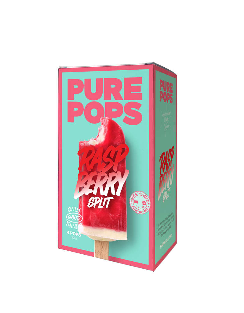 PURE POP RASPBERRY SPLIT 4PK X 8