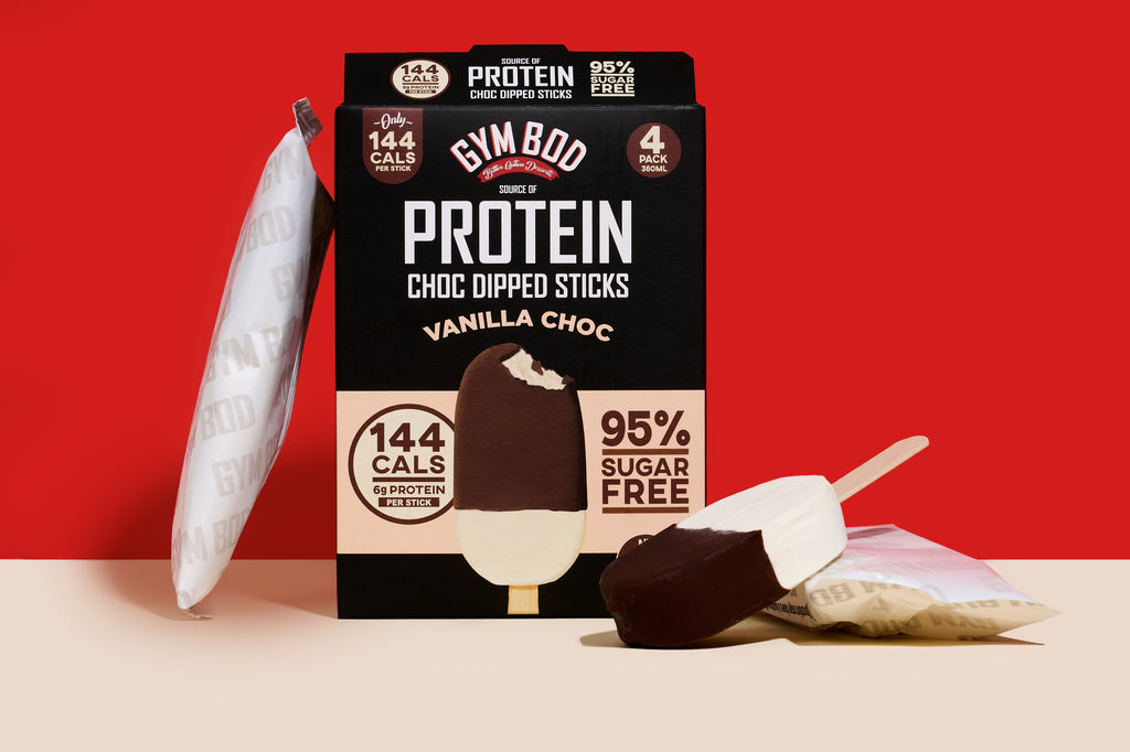 GYM BOD VANILLA CHOC DIPPED PROTEIN STICKS 8 X 4PK