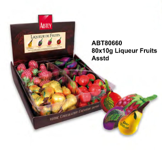 80x10g Liqueur Fruits Asstd Dk