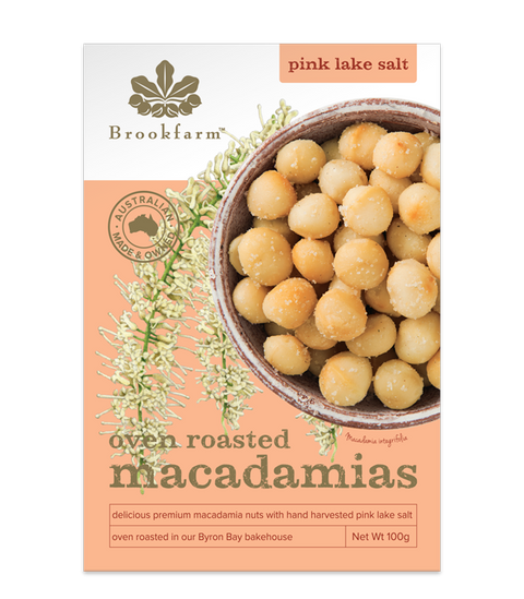 Brookfarm Roasted Pink Salted Macadamia Nuts 100g