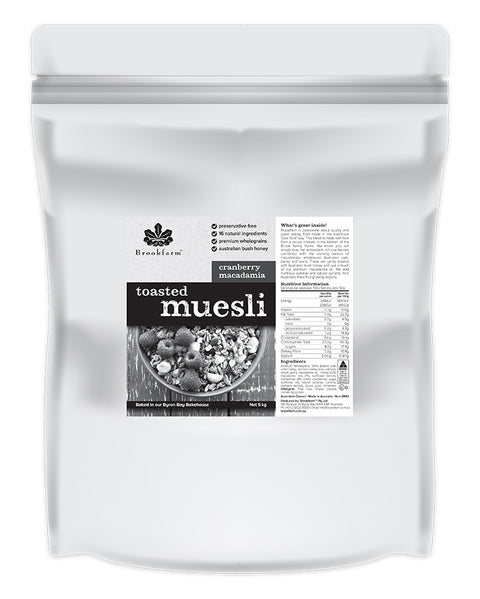 Brookfarm Cranberry & Macadamia Toasted Muesli 5kg Food Service Bag