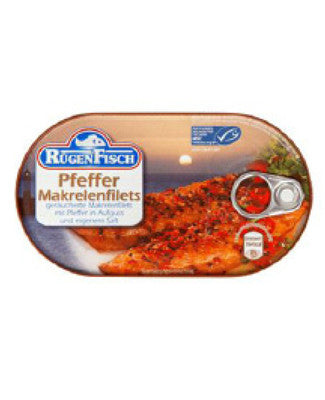 Rugen Fish Pepper Mackeral Fillets in Oil 200g