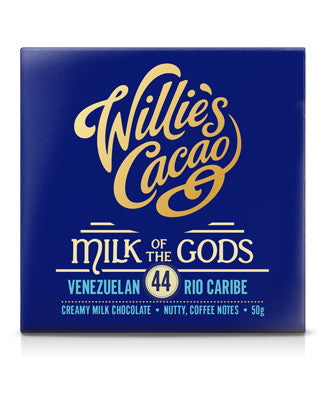 Willie's Cacao 12x50g Bar Venezuelan Rio Caribe 44% Milk of the Gods